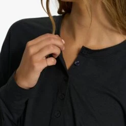 Lux Henley Jumpsuit | Black Heather -Chic Warp Sales VW478HBK 0328